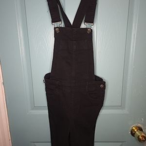 Black denim overalls